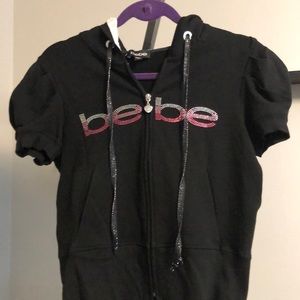 Bebe hooded zip front shirt